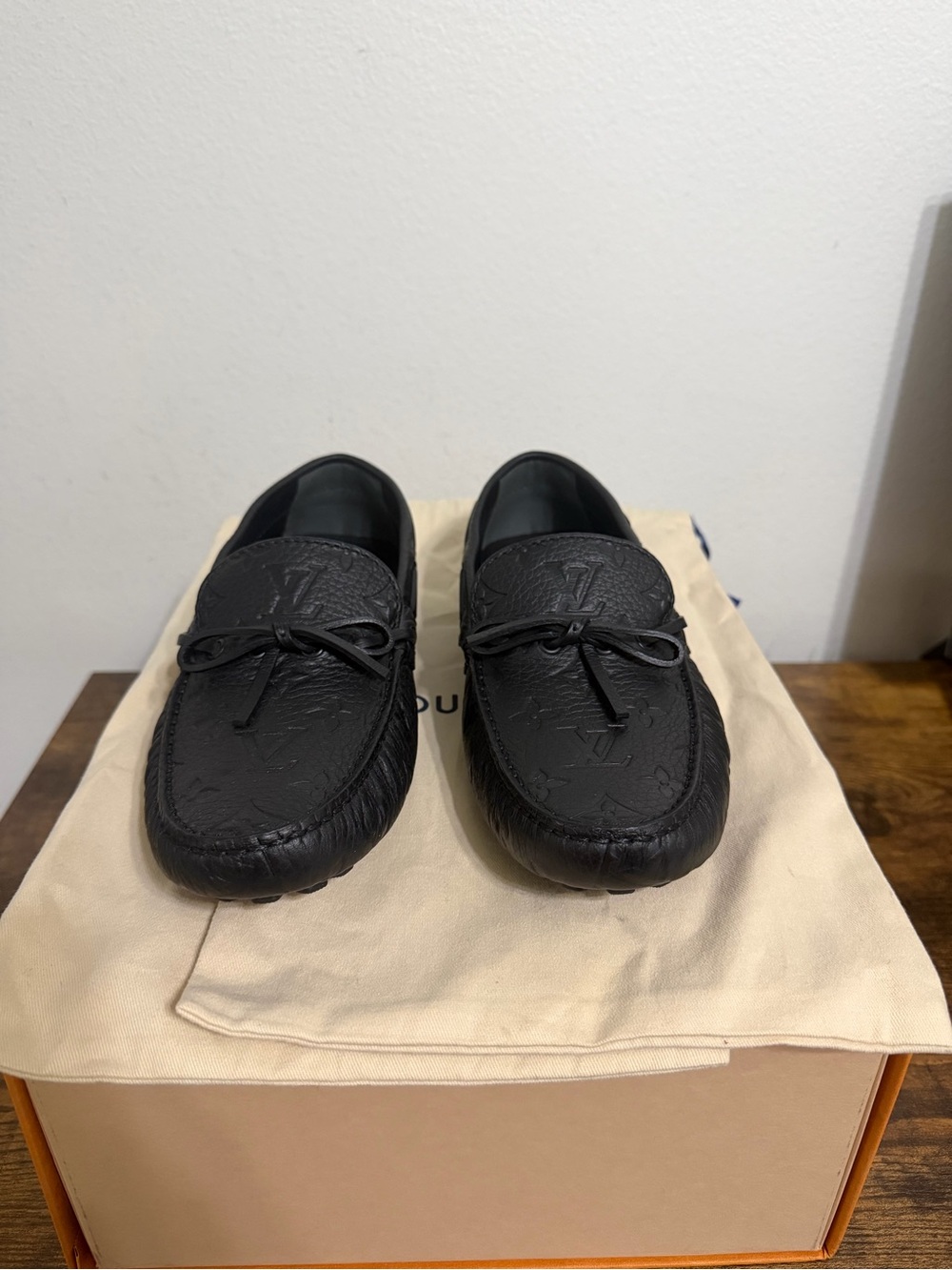 Louis Vuitton Black Embossed Monogram Leather Loafers